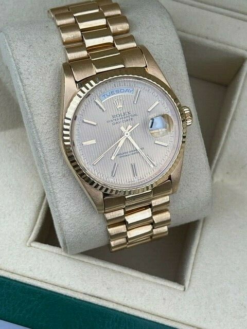 ROLEX 18K YELLOW GOLD DAYDATE 36 TAPESTRY DIAL - Watchstock UK - Pre ...