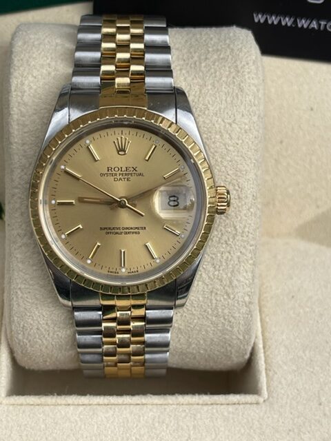 ROLEX OYSTER PERPETUAL DATE 34MM - Watchstock UK - Pre owned Rolex ...