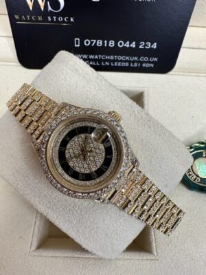 ROLEX DIAMOND DATEJUST CUSTOM LADIES GOLD , 69178 FULL SET