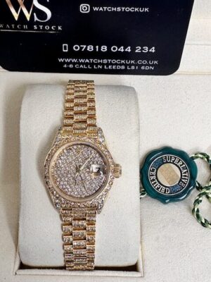 ROLEX DIAMOND DATEJUST CUSTOM LADIES GOLD , 69178 FULL SET
