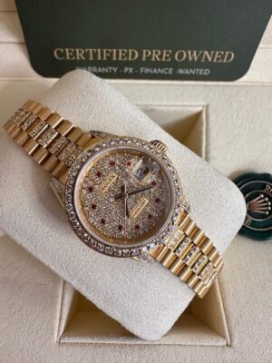 ROLEX DIAMOND DATEJUST CUSTOM LADIES GOLD , 69178