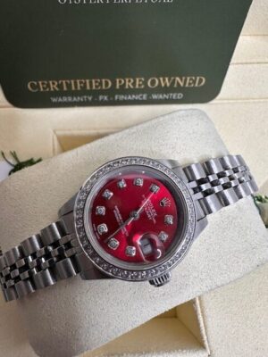 LADIES RED 26MM CUSTOM DATEJUST STEEL 69174