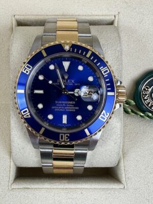 ROLEX BLUESY 16613LB SUBMARINER BOX AND PAPERS