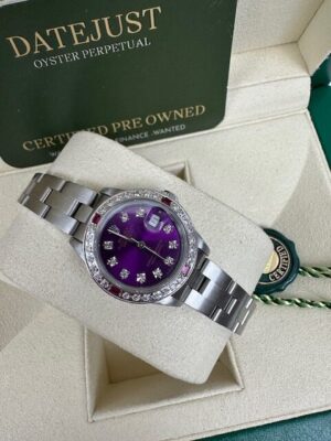 LADIES 26MM CUSTOM DATE STEEL STONE SET