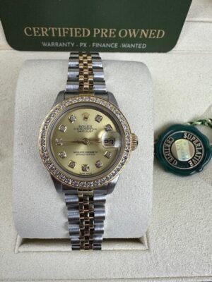ROLEX LADIES DATEJUST 26MM 69173 BOX AND CERTIFICATES