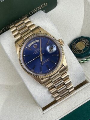 ROLEX 18K YELLOW GOLD DAYDATE 36MM BOX AND CERTIFICATES