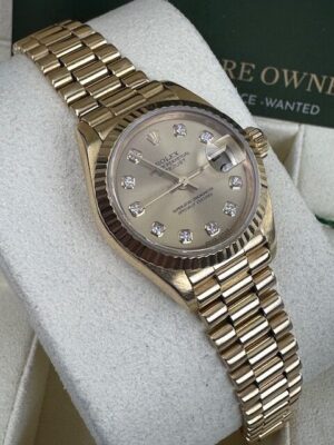ROLEX DATEJUST LADIES 18K , 69178 BOX AND CERTIFICATES
