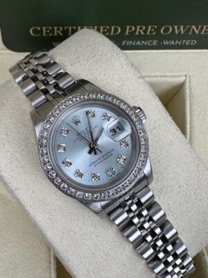 LADIES 26MM DATE STEEL BOX AND CERTIFICATES