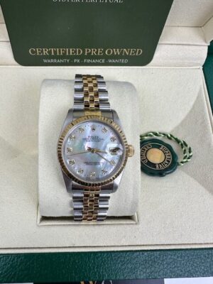 DATEJUST 31MM STEEL AND 18K GOLD BOX AND CERTIFICATES