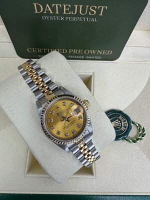 ROLEX LADIES DATEJUST 26MM 69173 BOX AND CERTIFICATES
