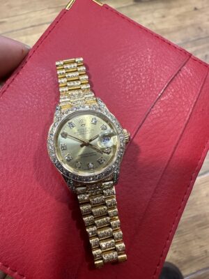 ROLEX DIAMOND DATEJUST CUSTOM LADIES GOLD , 69178