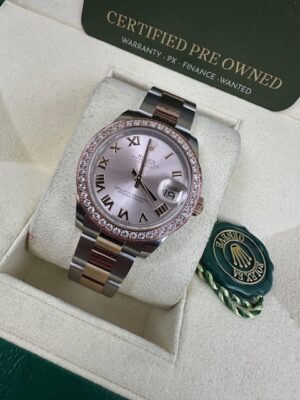 DATEJUST MIDSIZE 31MM STEEL AND ROSE GOLD BOX AND PAPERS