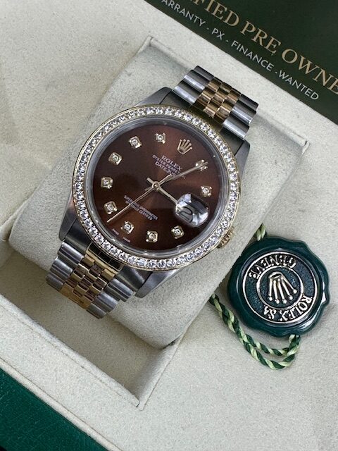 ROLEX CHOCOLATE 16233 DATEJUST 36MM BOX AND PAPERS