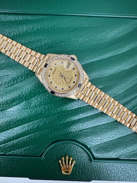 ROLEX 18K DIAMOND DATEJUST CUSTOM LADIES GOLD , 69178