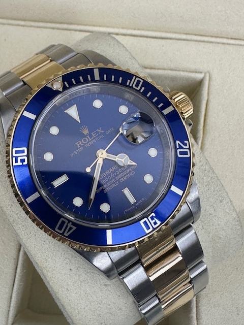 ROLEX BLUESY SUBMARINER REHAUT BOX AND PAPERS