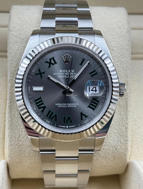 ROLEX WIMBLEDON DATEJUST  41MM BOX AND PAPERS