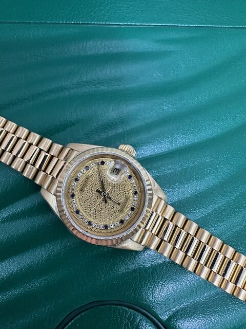 ROLEX 18K DIAMOND DATEJUST CUSTOM LADIES GOLD , 69178