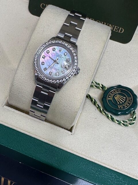 ROLEX LADIES  26MM  DATE STONE SET STEEL