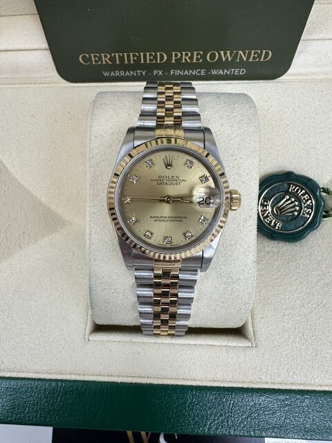 DATEJUST MIDSIZE 31MM  STEEL AND 18K GOLD BOX AND PAPERS