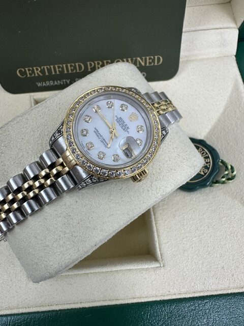 ROLEX LADIES DATEJUST 26MM 69173 BOX AND R PAPERS