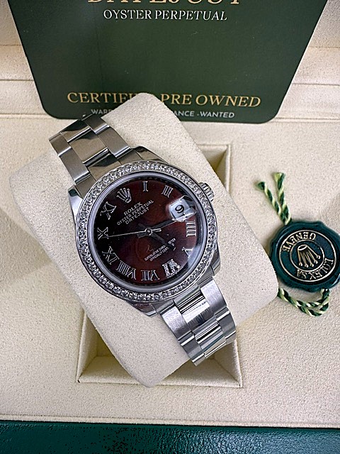 DATEJUST CHOCOLATE  31MM STEEL BOX AND PAPERS
