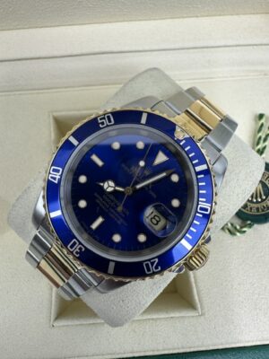 ROLEX BLUESY 16613LB SUBMARINER BOX AND R PAPERS