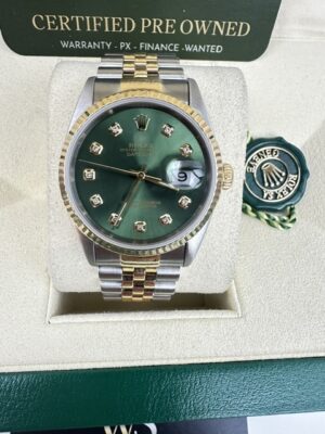 DATEJUST OLIVE 16233 36MM BOX AND PAPERS