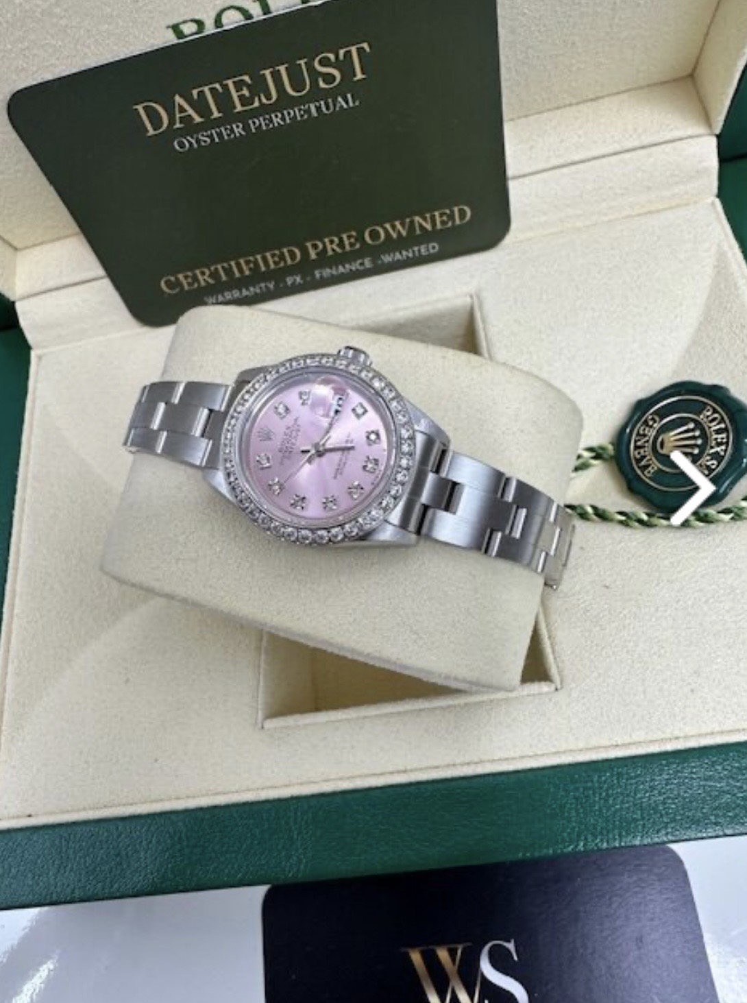 ROLEX LADIES 26MM DATE STONE SET STEEL