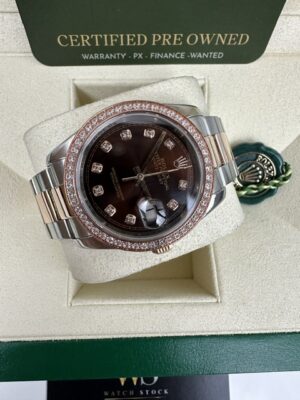 ROLEX CHOCOLATE DATEJUST 36MM ROSE GOLD AND STEEL
