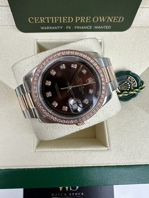 ROLEX CHOCOLATE DATEJUST 36MM ROSE GOLD AND STEEL