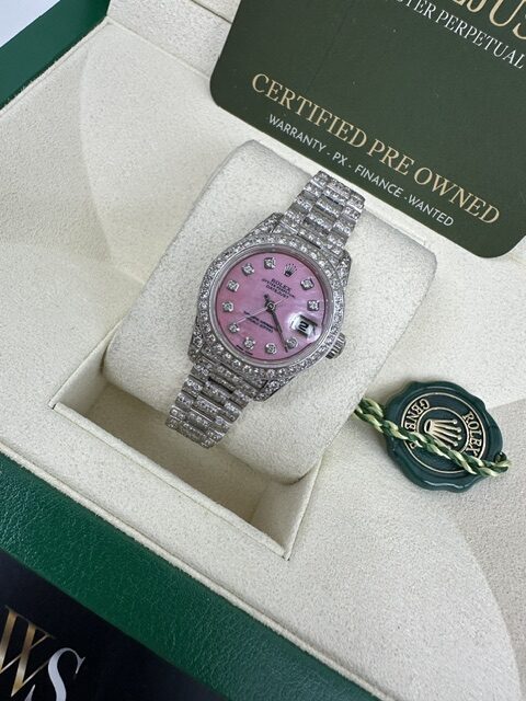 ROLEX 18K WHITE GOLD DATEJUST 26MM 69179 DIAMOND