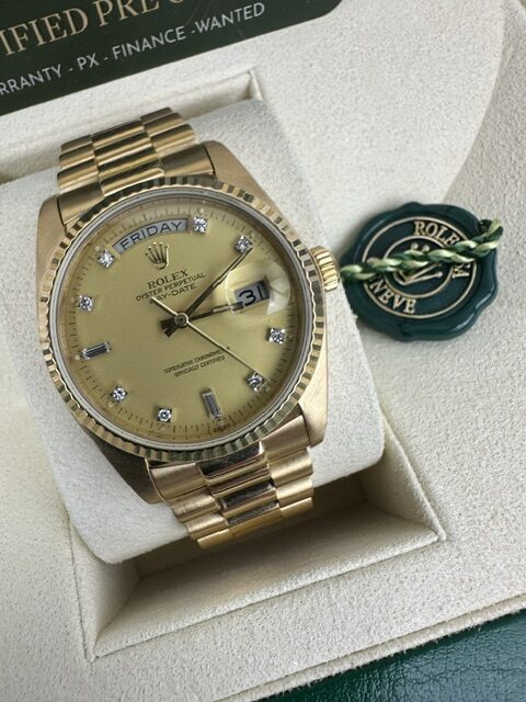 ROLEX 18K 18038 YELLOW GOLD DAYDATE 36MM