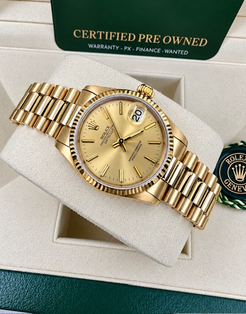ROLEX 18K YELLOW GOLD DATEJUST 31MM PAPERWORK