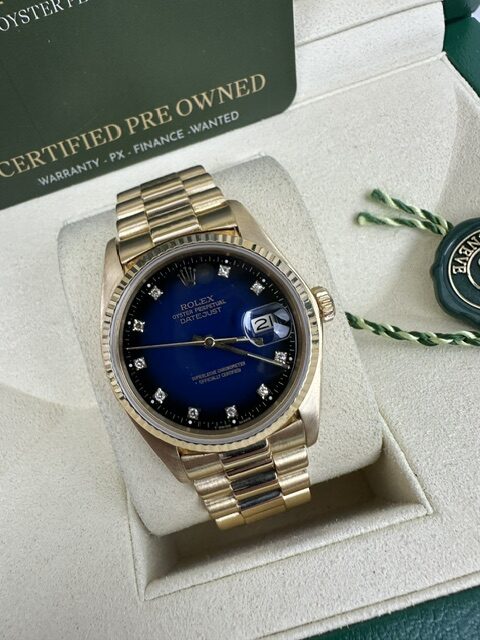 ROLEX 36MM 18K YELLOW GOLD BOX AND PAPERWORK