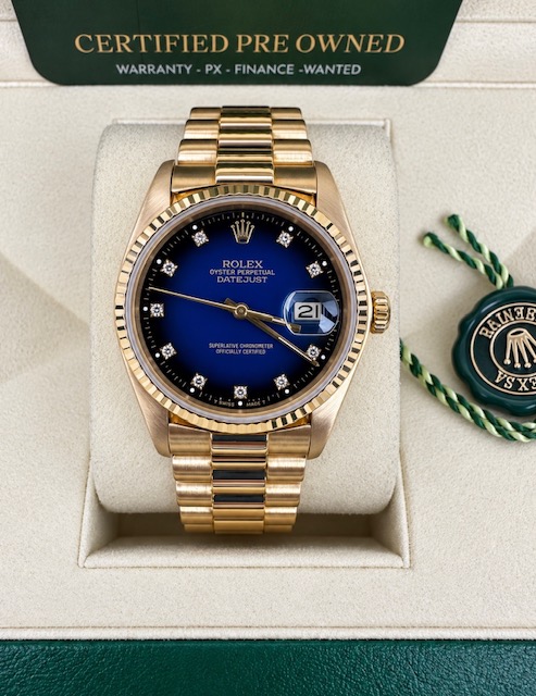 ROLEX 36MM 18K YELLOW GOLD BOX AND PAPERWORK