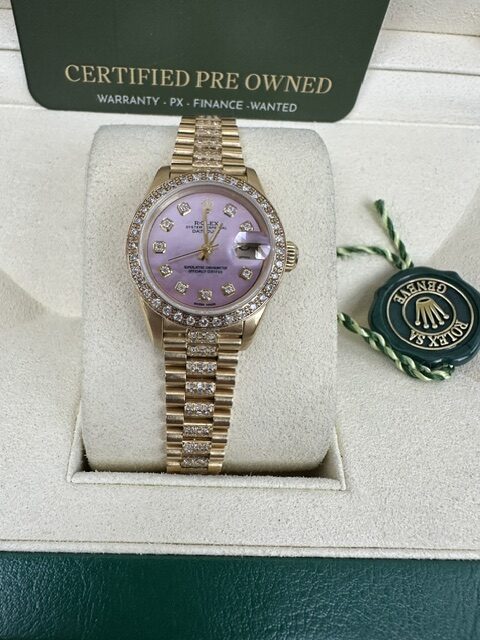 ROLEX DIAMOND DATEJUST CUSTOM LADIES GOLD , 69178